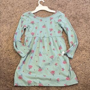 Floral Kids Dress in Green and Pink